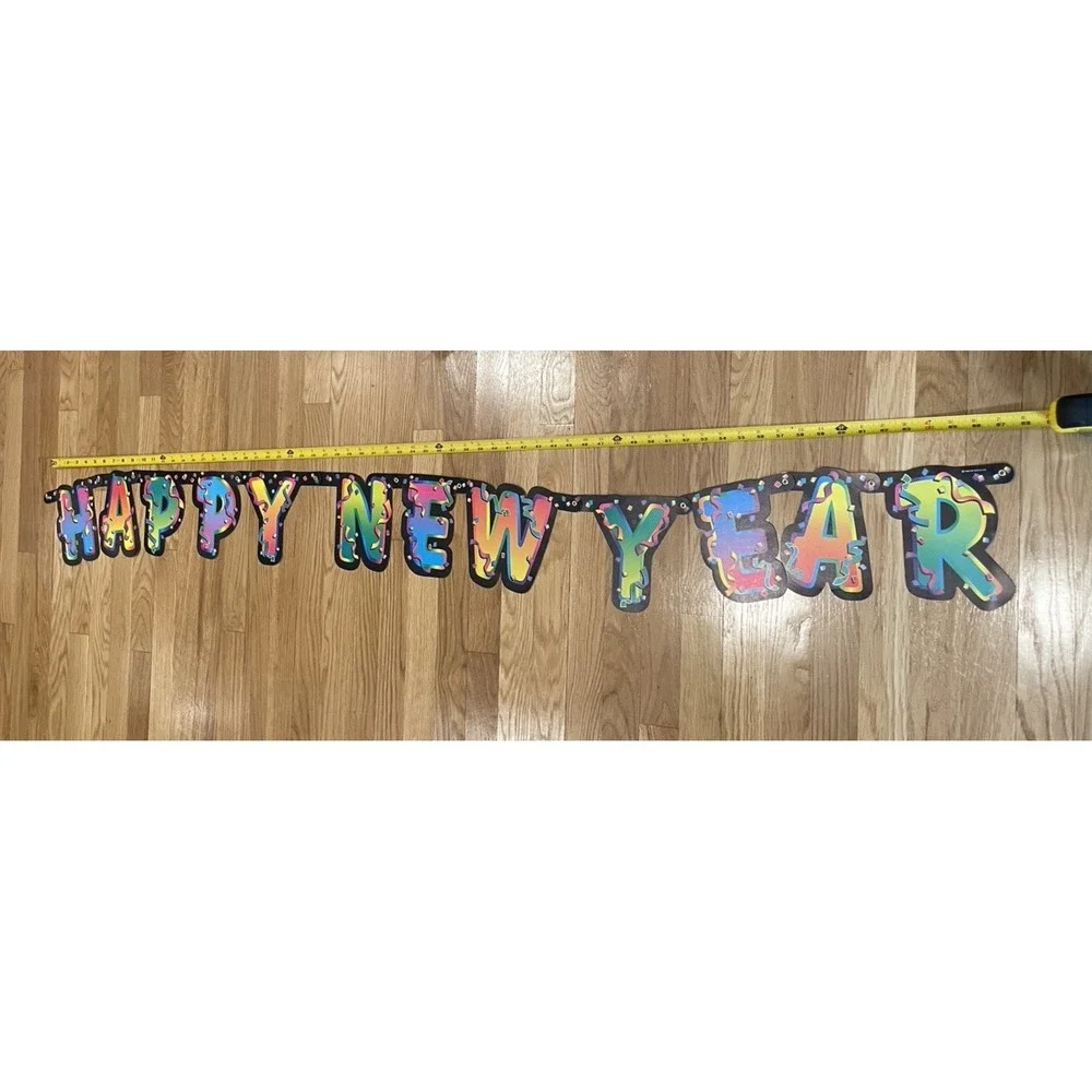 Vintage Beistle Happy New Year Hinged Paper Banner Sign Decoration Streamer 1998